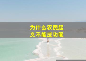 为什么农民起义不能成功呢