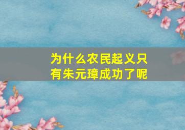 为什么农民起义只有朱元璋成功了呢