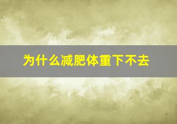 为什么减肥体重下不去