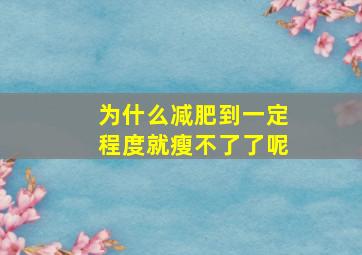 为什么减肥到一定程度就瘦不了了呢