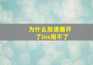 为什么加速器开了ins用不了