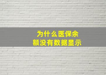 为什么医保余额没有数据显示