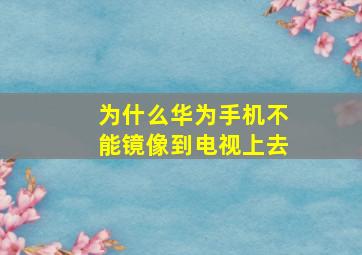 为什么华为手机不能镜像到电视上去