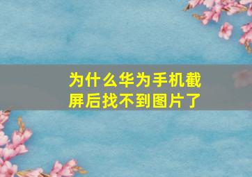 为什么华为手机截屏后找不到图片了