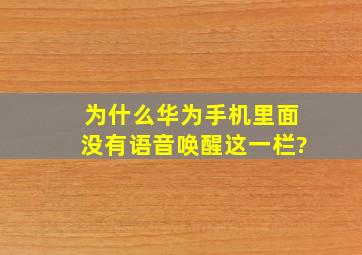 为什么华为手机里面没有语音唤醒这一栏?