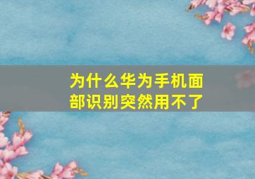 为什么华为手机面部识别突然用不了