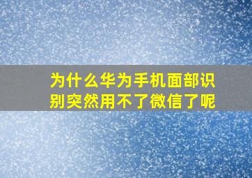 为什么华为手机面部识别突然用不了微信了呢