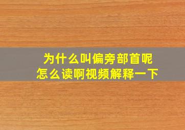 为什么叫偏旁部首呢怎么读啊视频解释一下