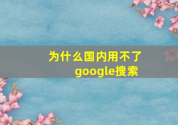 为什么国内用不了google搜索