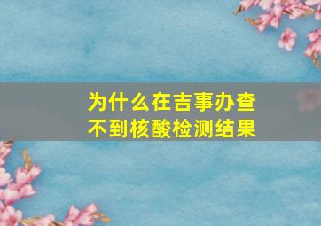 为什么在吉事办查不到核酸检测结果