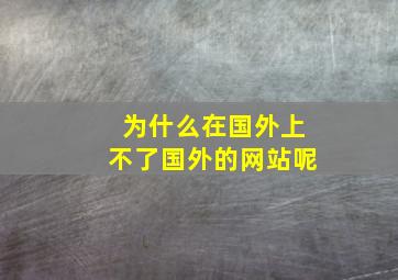 为什么在国外上不了国外的网站呢