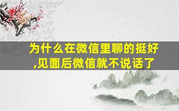 为什么在微信里聊的挺好,见面后微信就不说话了