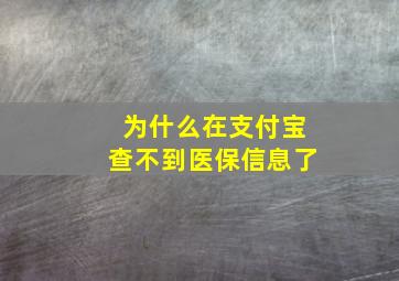 为什么在支付宝查不到医保信息了