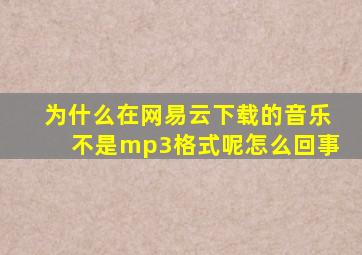 为什么在网易云下载的音乐不是mp3格式呢怎么回事