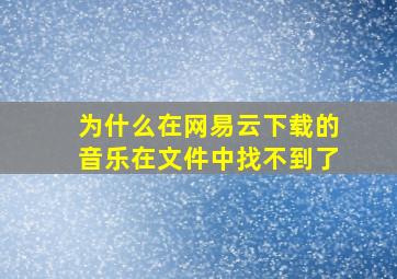 为什么在网易云下载的音乐在文件中找不到了