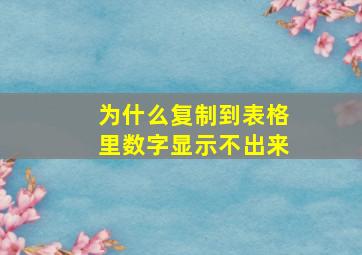 为什么复制到表格里数字显示不出来