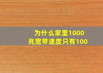 为什么家里1000兆宽带速度只有100