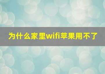 为什么家里wifi苹果用不了