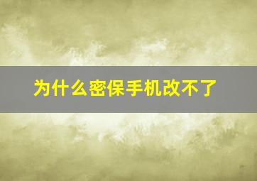 为什么密保手机改不了