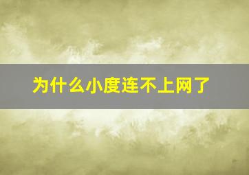 为什么小度连不上网了