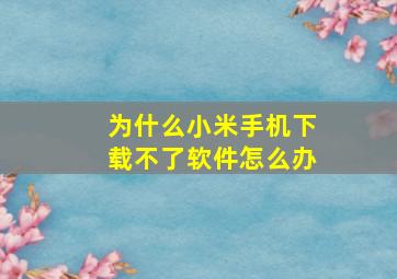 为什么小米手机下载不了软件怎么办