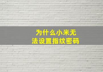 为什么小米无法设置指纹密码