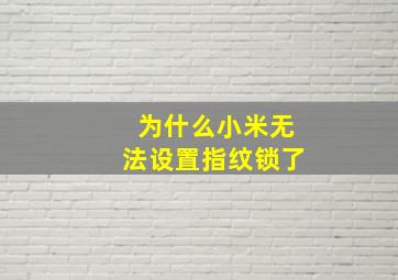 为什么小米无法设置指纹锁了