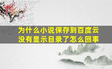 为什么小说保存到百度云没有显示目录了怎么回事