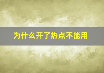 为什么开了热点不能用