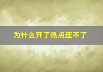 为什么开了热点连不了