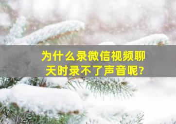 为什么录微信视频聊天时录不了声音呢?