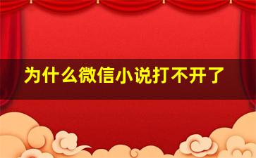 为什么微信小说打不开了