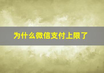 为什么微信支付上限了