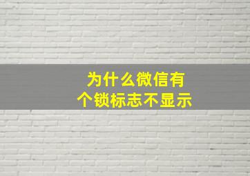 为什么微信有个锁标志不显示