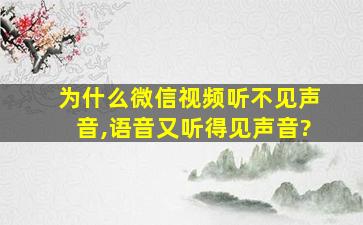 为什么微信视频听不见声音,语音又听得见声音?