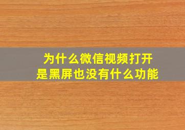 为什么微信视频打开是黑屏也没有什么功能