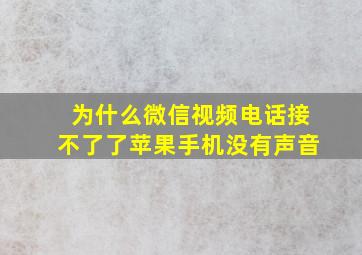 为什么微信视频电话接不了了苹果手机没有声音