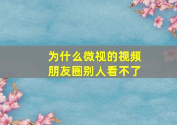 为什么微视的视频朋友圈别人看不了