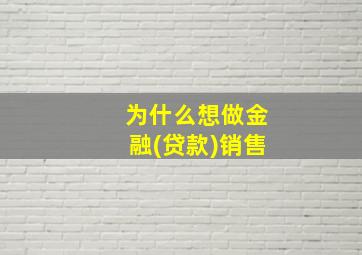 为什么想做金融(贷款)销售