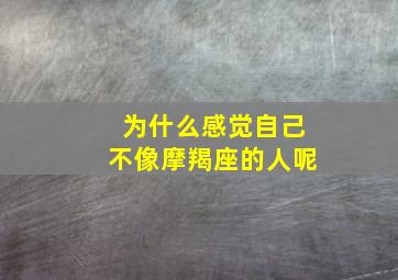 为什么感觉自己不像摩羯座的人呢