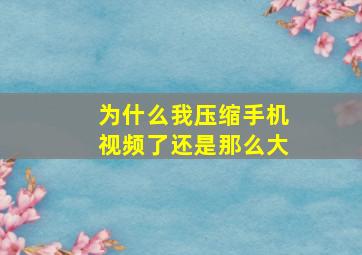 为什么我压缩手机视频了还是那么大