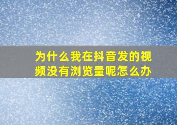 为什么我在抖音发的视频没有浏览量呢怎么办