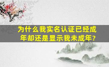 为什么我实名认证已经成年却还是显示我未成年?