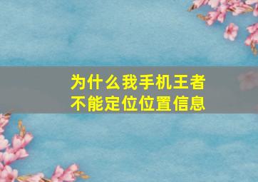 为什么我手机王者不能定位位置信息