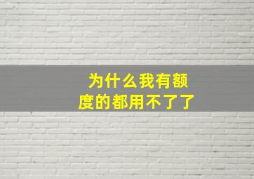 为什么我有额度的都用不了了