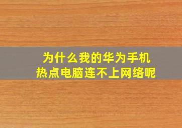 为什么我的华为手机热点电脑连不上网络呢