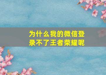 为什么我的微信登录不了王者荣耀呢