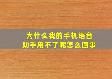 为什么我的手机语音助手用不了呢怎么回事