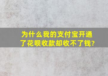 为什么我的支付宝开通了花呗收款却收不了钱?