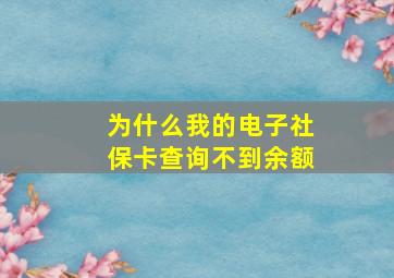 为什么我的电子社保卡查询不到余额